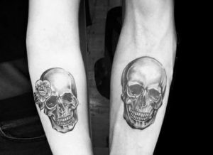 skull couple tattoos